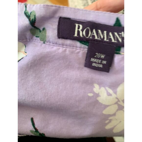 Roaman's Floral Y-Neck Pintuck Tunic - Picture 5 of 9